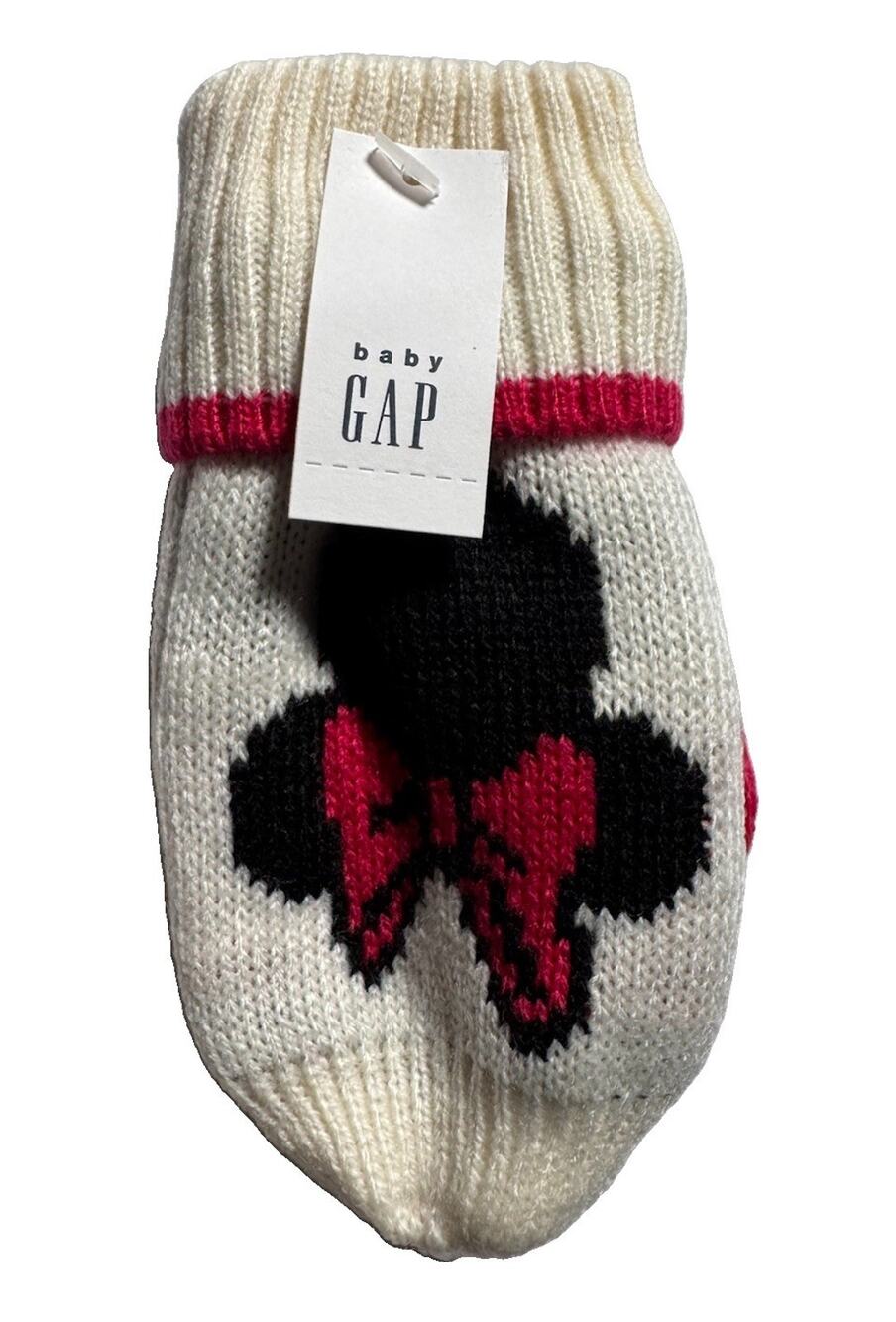 Baby Gap Minnie Mouse Knit Mittens XS/S Ivory Pink Black NWT Disney